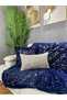 Rabbit Plush Silver Foil Printed Sofa Cover & Shawl - Navy Blue