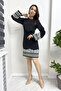 Women's Long Sleeve Embroidery Embroidered Dress Beige, Black - 3