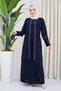 Mother Plus Size Honeycomb Fabric Dress Evening Dress Stone Printed - 2