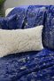 Rabbit Plush Gold Foil Printed Sofa Cover & Shawl - Navy Blue - 4