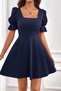 Women's Mini Short Balloon Sleeve Crepe Dress - 3