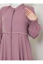 Summer Mevlana Style Flared Abaya/Coat with Patterned Sleeves and Waist - 3