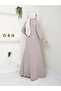 Summer Mevlana Model Flared Abaya/Coat with Patterned Sleeves and Waist - 4