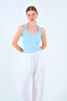 Women's Blue Medium Reverse Stitched Cotton Basic Undershirt - 6