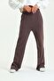 Brown High Waist Wide Leg Sweatpants
