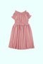 Dusty Rose Girls Short Sleeve Elastic Waist Woven Dress Tkdss24El00016 - 9
