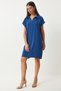 Women's Navy Blue Polo Neck Summer Loose Linen Ayrobin Dress To00138 - 2