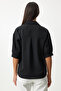Women's Black Balloon Sleeves Linen Ayrobin Shirt Dd01321 - 7
