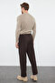 Kahverengi Pileli Klasik Baggy Fit Kumaş Pantolon TMNSS24PL00024 - 5