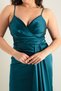 Women's Petrol Plus Size Long Satin Evening Dress & Graduation Dress - 4