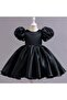 Girl's Black Satin Design Dress