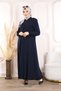 Women's Mevlana Zippered Summer Full Length Ferace Hijab Clothing New Season Navy Color Ferace - 2
