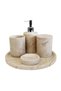 Decorative Beige Marble Silver Detailed 5 Piece Bathroom Set Set