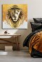لوحة قماشية مربعة الشكل من قطعة واحدة باللون الذهبي الفني من Lion - لوحة قماشية