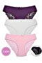 4400 Back Lace Panties Purple, Ecru, Pink 3 Pieces