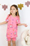 Girl's Cotton Combed Fabric Printed Shorts Pajamas Set - 3