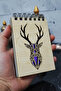 Deer Figure Wooden Cover Notepad - Mini Notebook - Pocket Book - My List