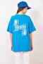Eazy Blue Social Distance Unisex Oversize Printed Short Sleeve T-shirt - 3