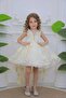 Short Front Long Back Floral Pattern Stone Detailed Girls' Formal Dress