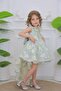 Short Front Long Back Floral Pattern Stone Detailed Girls' Formal Dress - 4