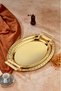 2'li Metal Oval Sunum Tepsisi CKR3346 Gold 48x32 cm ve 40x29 cm - 2