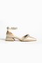 Nervi̇a Ankle Strap Stoned 3 cm Heeled Classic Ballerina Women's Shoes - 4
