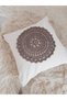 Macramé Woven Linen Decorative Cushion Cover, Single - Pillow 43x43 cm (Color: Cappuccino) - 2