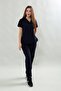 Basic Comfort Navy Blue Women's Surgical Suit Lycra Scrubs Doctor's Coat Medical Uniform