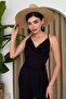Women's Cotton Aerobin Fabric Back Low-cut Strappy Black Jumpsuit 124 - 6