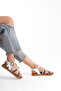 Genuine Leather Aleyna White Strappy Adjustable Flat Sole Women's Sandals with Ethnic Detail - 2