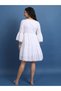 Embroidered Pom pom Detail A Line Knee Length Dress - 3