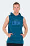 Vasilisa Men's Sleeveless Kangaroo Pocket Petrol T-Shirt