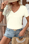 Women's V-Neck Short Sleeve T-shirt - 3