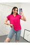Women's Fuchsia V-Neck Collar Aerobin Blouse