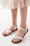 205-091 White Orthopedic Genuine Leather Women's Sandals - 5
