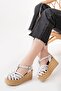 684-02 White Orthopedic Genuine Leather Wedge Women's Sandals