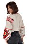 Women's Green Geometric Ethnic Embroidery Embroidered Cotton Vintage Blouse - 7