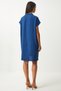 Women's Navy Blue Polo Neck Summer Loose Linen Ayrobin Dress To00138 - 5