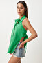 Women's Green Tie-Back Poplin Shirt Ul00029 - 2