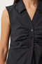 Women's Black Drawstring Detail Sleeveless Shirt Ul00030 - 4