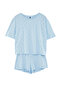 Mavi %100 Pamuklu Puantiyeli ve Kalpli Şortlu Örme Pijama Takımı THMSS21PT1485 - 7