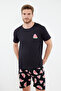 Black Couple/Pair Regular Fit Watermelon Pattern 100% Cotton Shorts Men's Pajama Set Tmnss24Pt00050 - 2