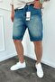 Men's Blue Ripped Jeans Denim Shorts - 2