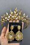 Honey Color Subra Bridal Henna Crown and Earrings