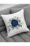 White Blue Floral Patterned 6-Piece Digital Printed Throw Pillow - Pillow Case Set - 2