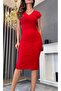 Red Long Pencil Dress - 7