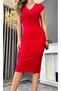 Red Long Pencil Dress - 2