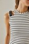 Women's White Ottoman Striped Dress with Shoulder Buckle Detail 60251372 - 5