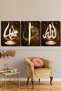 Allah Muhammad Word Elif Vav 3 Piece Canvas - Canvas Painting