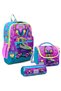 Pink Turquoise Primary School School Bag for Girl - Including Headphones and Skate